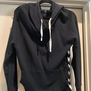Peloton-Black hoodie with side lace. Peloton special